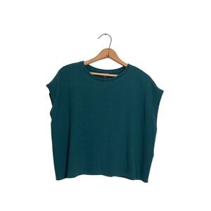 Eileen Fisher‎ Ribbed Knit Boxy Top Sleeveless Dark Green Size S/P